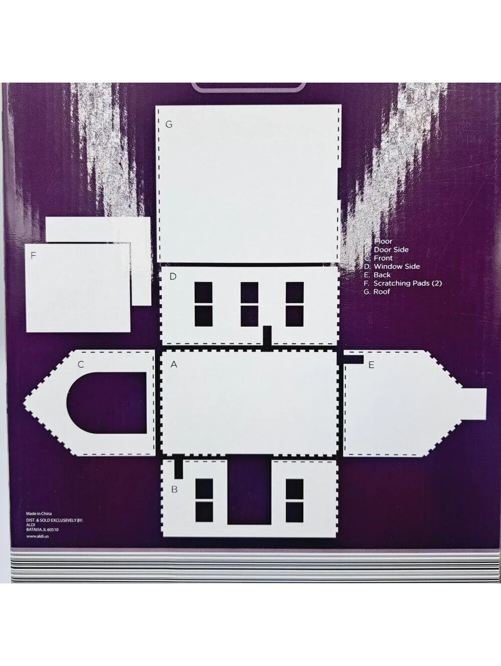 Farmhouse White House Cat or Small Animal House with Cardboard Scratching Boards
